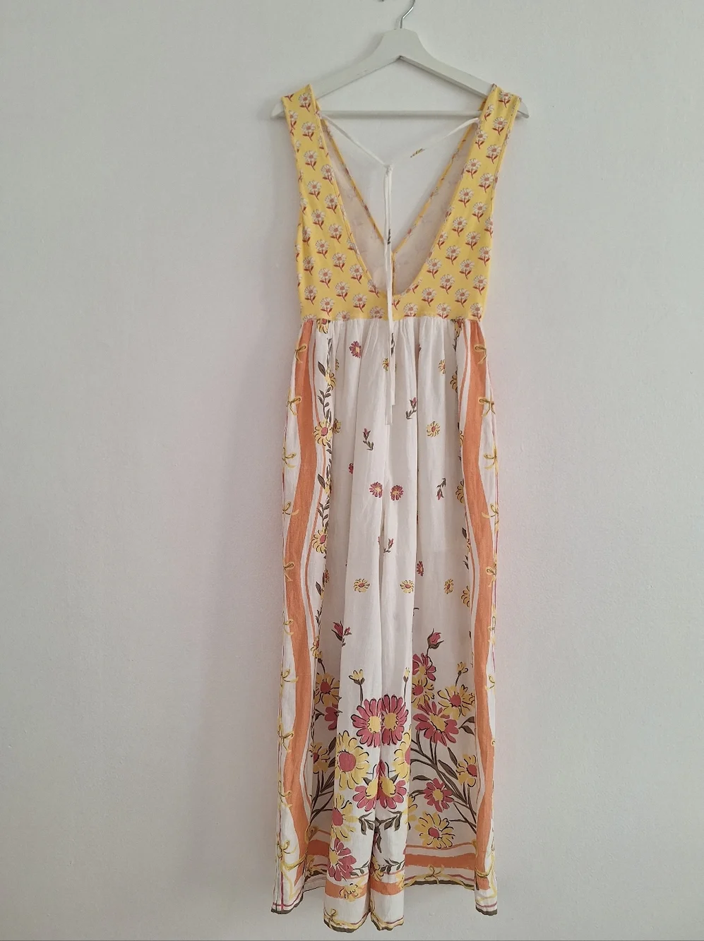 NWOT Free People Yellow and Cream Floral Backless Maxi Dress - Picture 3 of 11